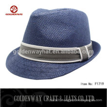 High Quality Men Blue hort brim Fedora hat